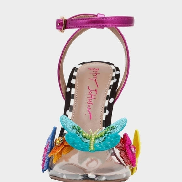 💙🔹️ Betsey Johnson🔹️ Kamilla Sequin Butterfly Clear Lucite Pumps - Picture 6 of 9